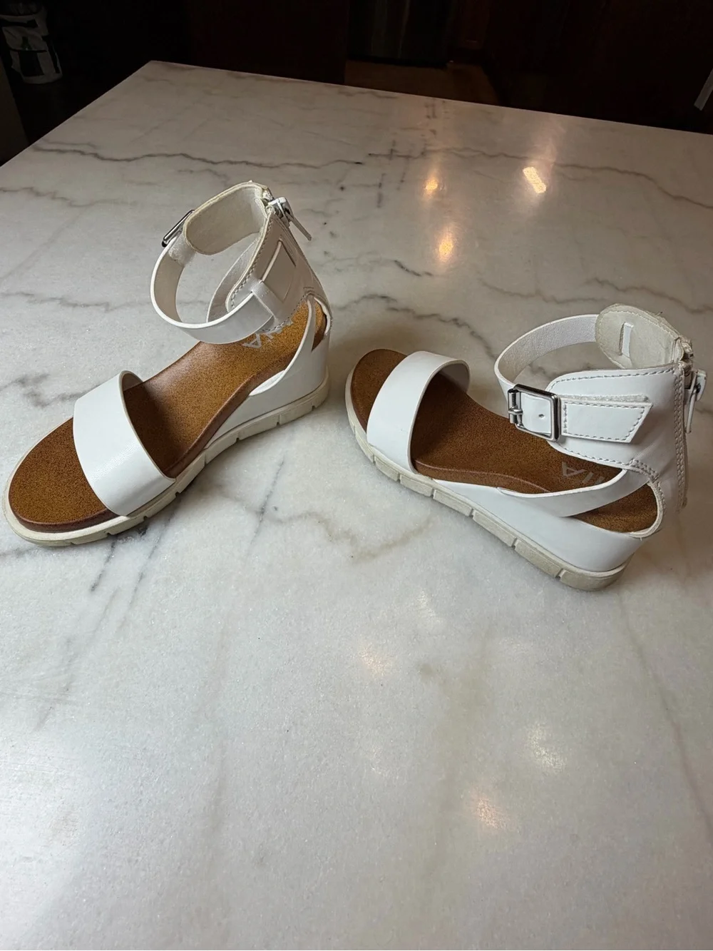 Mia Girls' White Ankle Strap Dress Sandals - Comfortable Everyday Style